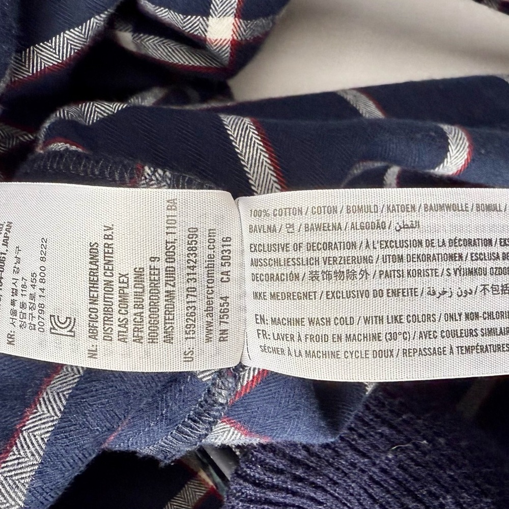 Abercrombie & Fitch Plaid Flannel Shirt Dress | Navy Plaid | XS - Picture 7 of 7
